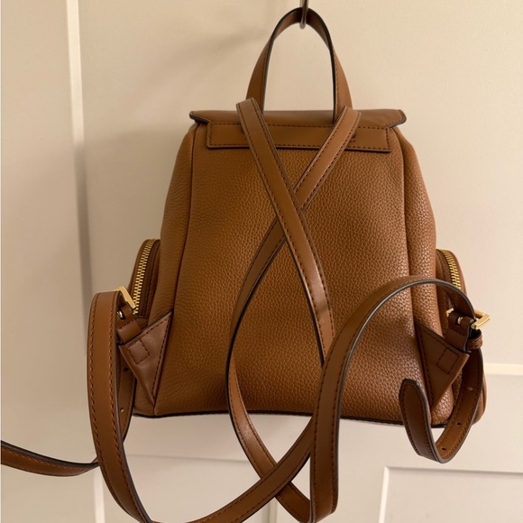 Michael Kors Tan Leather Backpack with Gold Accents - Picture 2 of 5